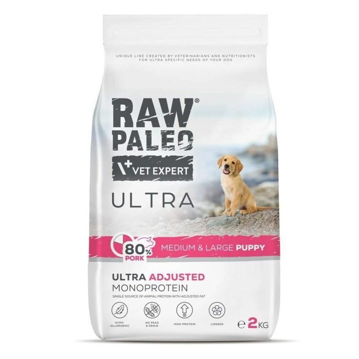 Krmivo VETEXPERT RAW PALEO Ultra Pork Medium Large Puppy Prasa