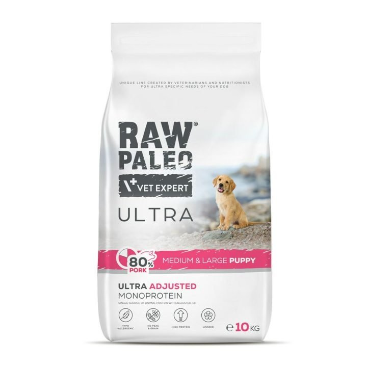 Krmivo VETEXPERT RAW PALEO Ultra Pork Medium Large Puppy Prasa