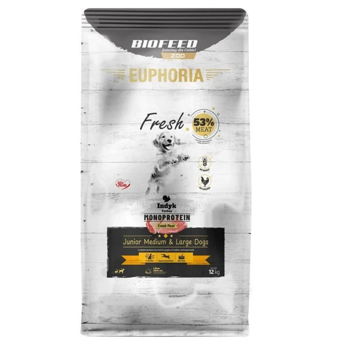 Krmivo Biofeed Euphoria Fresh Junior Medium Large Monoprotein Turkey Páv Šteňa/junior