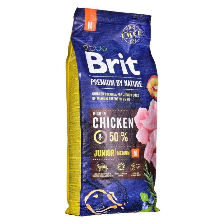 Krmivo Brit Premium By Nature Junior M Šteňa/junior Kurča 15 kg