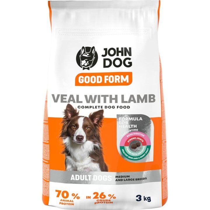 Krmivo John Dog Good Form Adult Dospelý Teľacie mäso Baránok