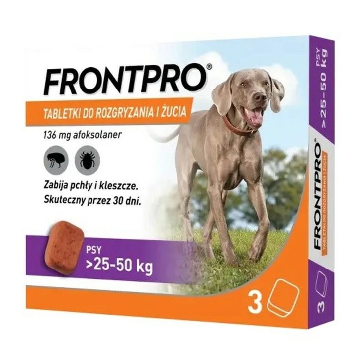 Komprimované FRONTPRO 612474 15 g 3 x 136 mg Vhodný pre psov do >25-50 kg
