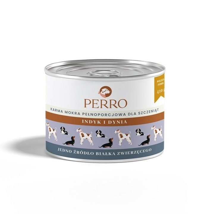 Mokré jedlo PERRO Junior Turkey and pumpkin Páv 410 g
