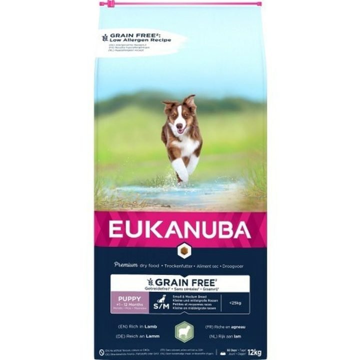 Krmivo Eukanuba Grain Free Puppy Small&Medium Lamb Baránok 12 kg