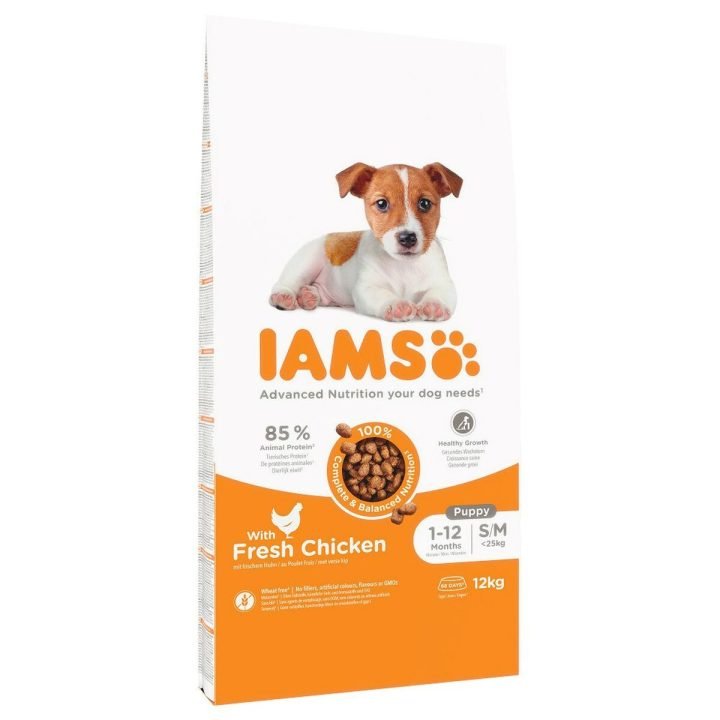 Krmivo IAMS Vitality Puppy & Junior Small & Medium Kurča 12 kg